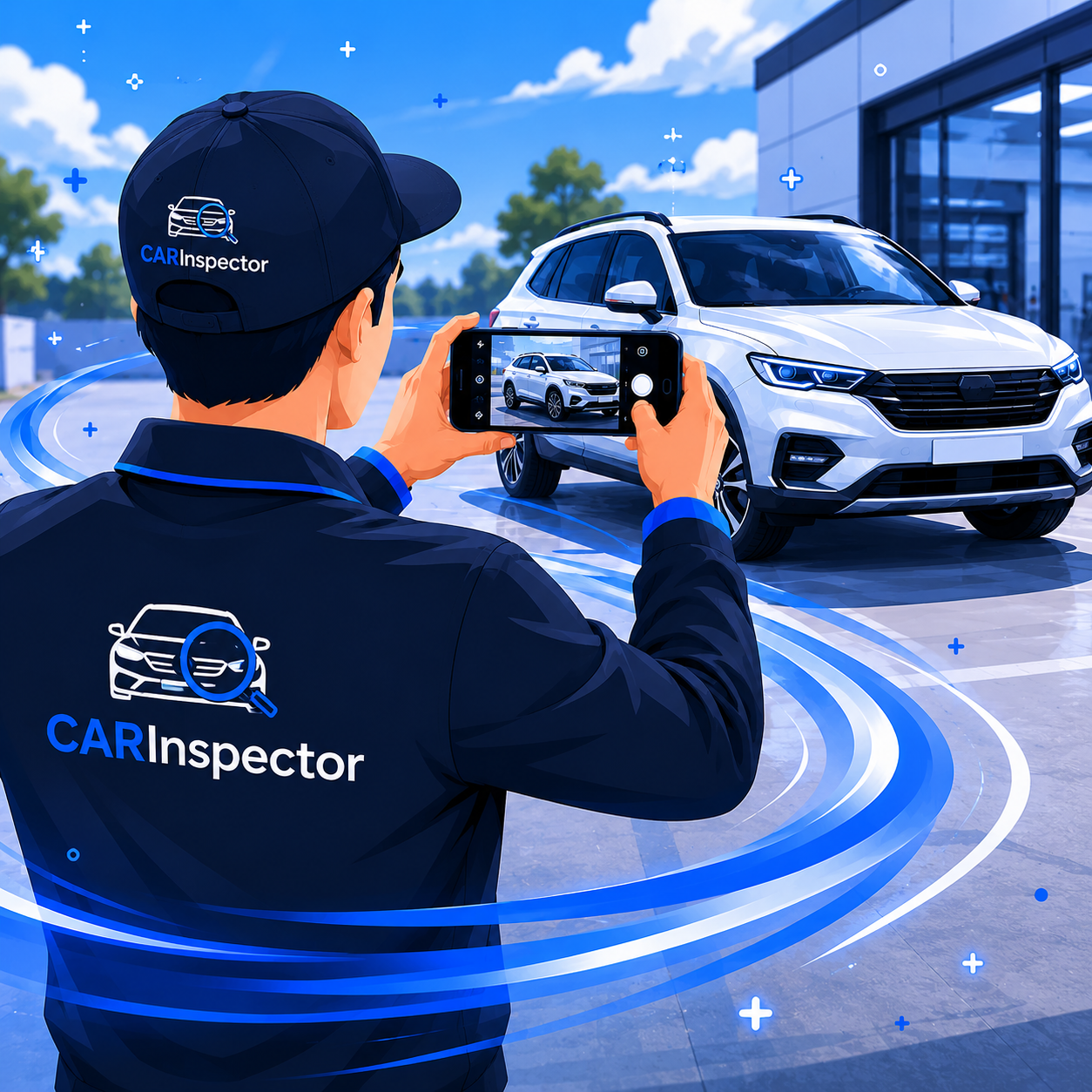 CARInspector-Nutzer dokumentiert ein Fahrzeug mit dem Smartphone.